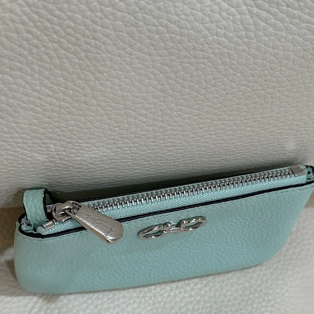 Salvatore Ferragamo Gancini With Key Ring Elegant Light Blue Leather Key Holder